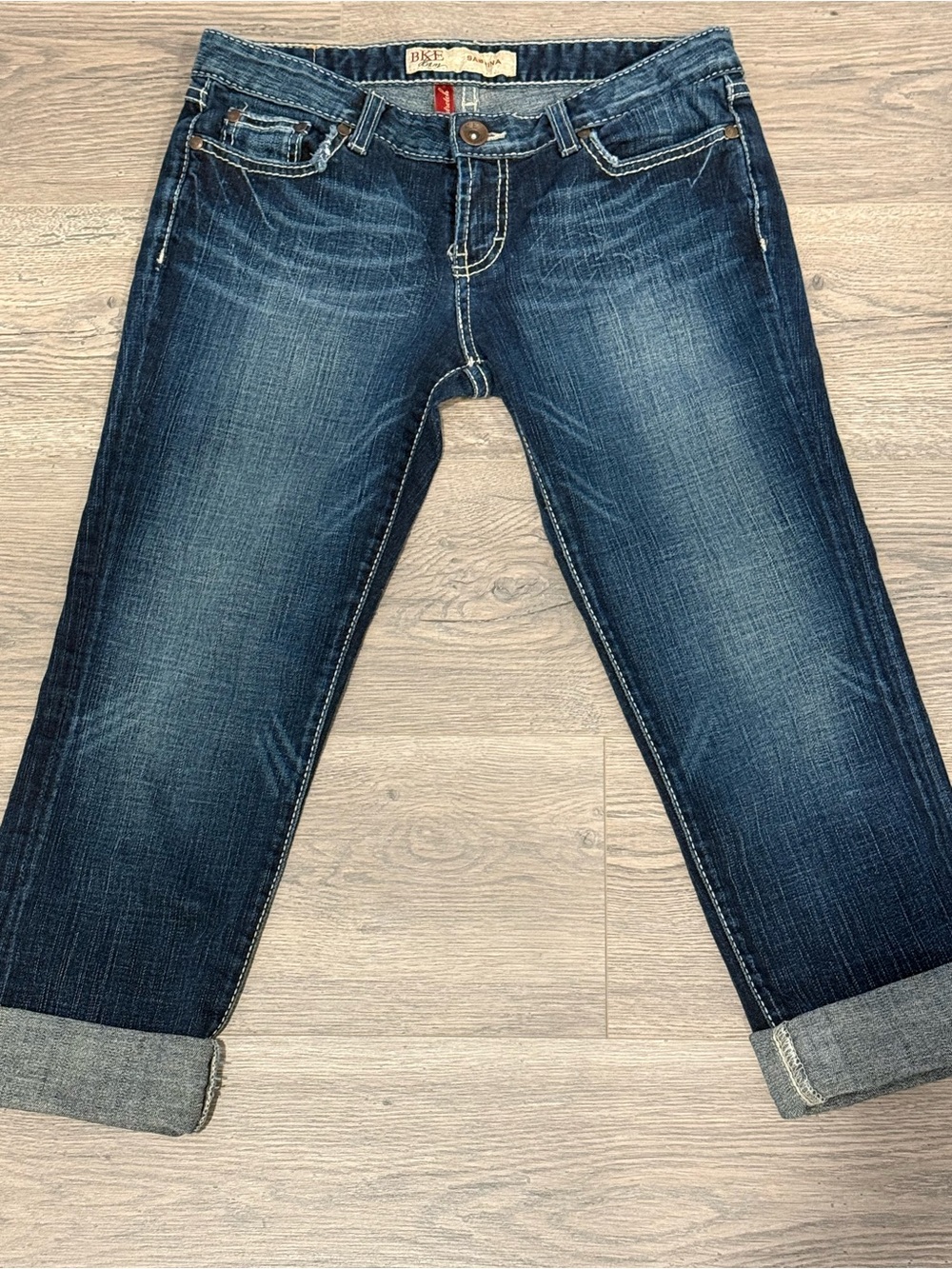 BKE Sabrina Jeans Womens 29 Low Rise Stretch Rhinestone Y2K Dark Wash Denim